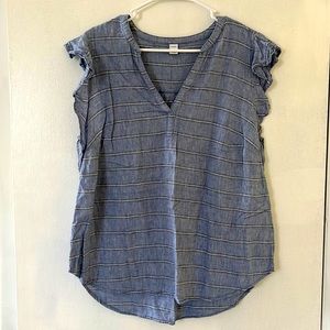 Women’s Old Navy Blue Striped Top w Ruffle Sleeves size XL